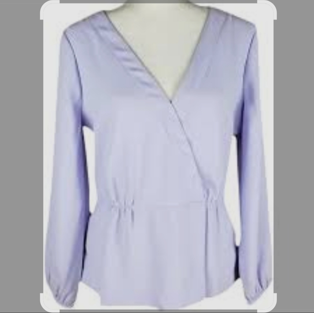 J. Crew Lavender Wrap-Style Long-Sleeve Blouse